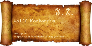 Wolff Konkordia névjegykártya